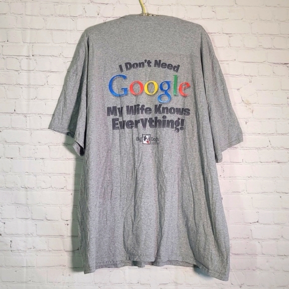 Vintage Y2K Big Dogs Gray Google My Wife Knows Everything Tee Tshirt Mens Sz 4XL - Picture 7 of 15